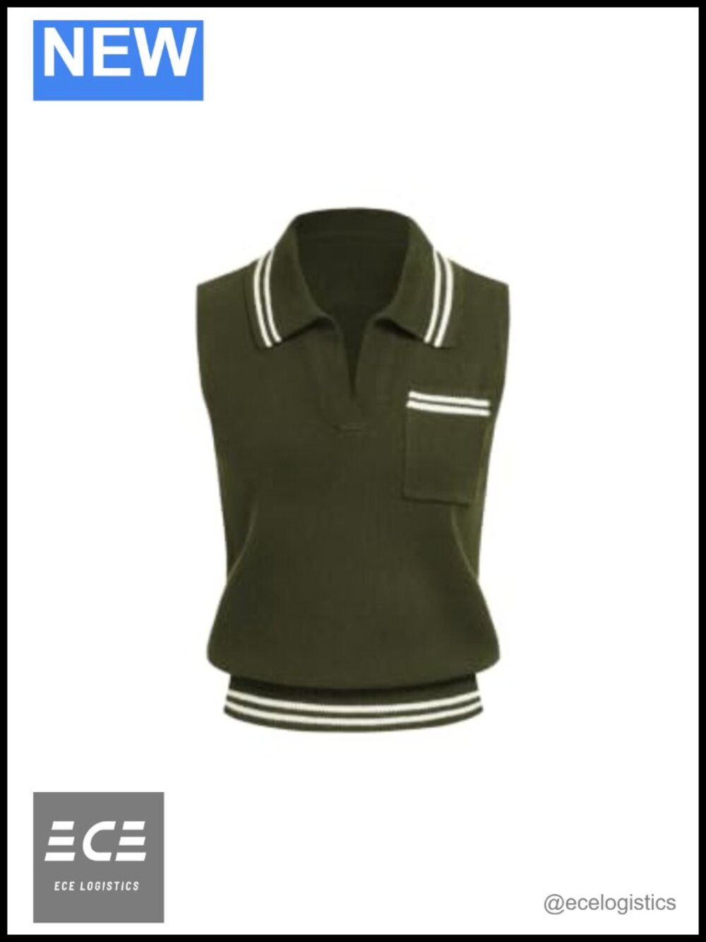 Sleeveless Ribbed Knit Sweater Vest Regular Fit Layering Piece